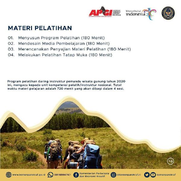 Pelatihan Daring Instruktur Pemandu Wisata Gunung Indonesia