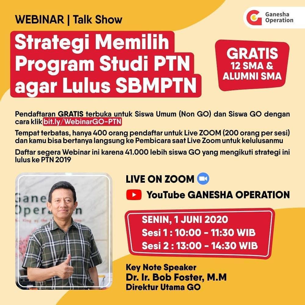 Webinar Strategi Memilih Program Studi PTN Agar Lulus SBMPTN 2020