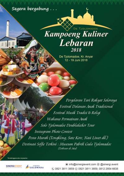 Kampoeng Kuliner Lebaran 2018 bertempat di De Tjolomadoe, Karanganyar.