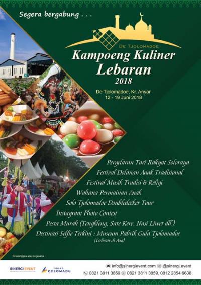 Kampoeng Kuliner Lebaran 2018 bertempat di De Tjolomadoe, Karanganyar.
