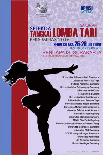 LOMBA TARI Selekda Peksiminas 2016 (Pekan Seni Mahasiswa Nasional