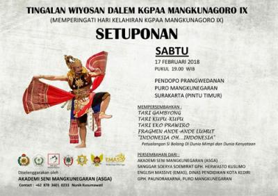 Setuponan (Tingalan Wiyosan Dalem KGPAA Mangkunagoro IX)