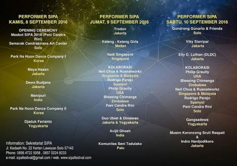 Jadwal SIPA 2016 (Solo International Performing Art)